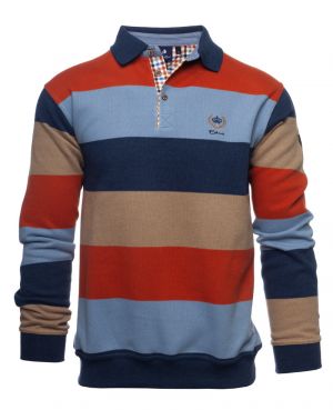 Polo manches longues ray, ORANGE / CIEL / BLEU DENIM / BEIGE