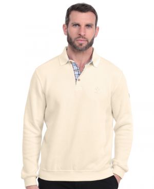 Long sleeve polo-shirt, soft touch ECRU