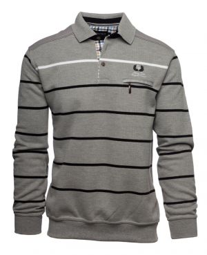 Polo GREY BLACK / WHITE stripes