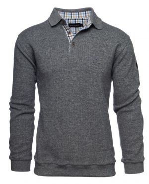 Long sleeve polo-shirt, soft touch DARK ANTHRACITE GREY