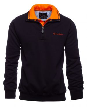 Zip neck sweater NAVY ORANGE