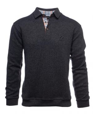 Polo manches longues, toucher doux GRIS ANTHRACITE