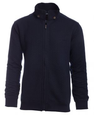 Zip-Up Jacket - Navy Blue with Chevron pattern