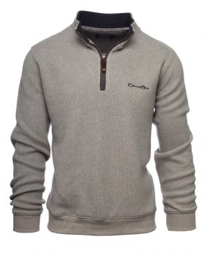 Zip neck sweater Light Grey with WOOL