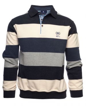 Polo manches longues ray, ANTHRACITE / ECRU / GRIS / BLEU DENIM