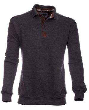 Long-sleeve Anthracite Polo  Comfort and Elegance Made in Portugal