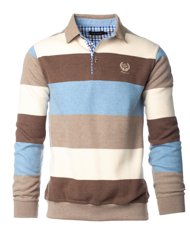 beige long sleeve polo shirt