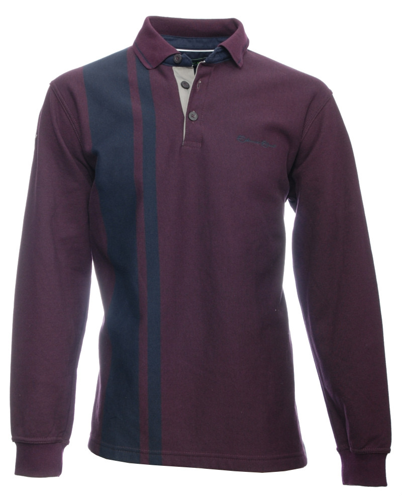 Men's polo, long sleeves, purple navy, 2 colours, vertical stripes 3XL ...