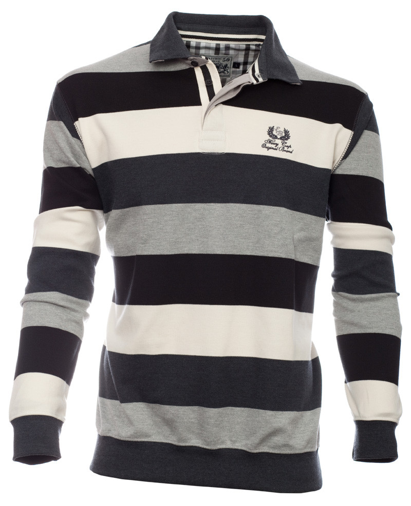 black and white striped polo long sleeve