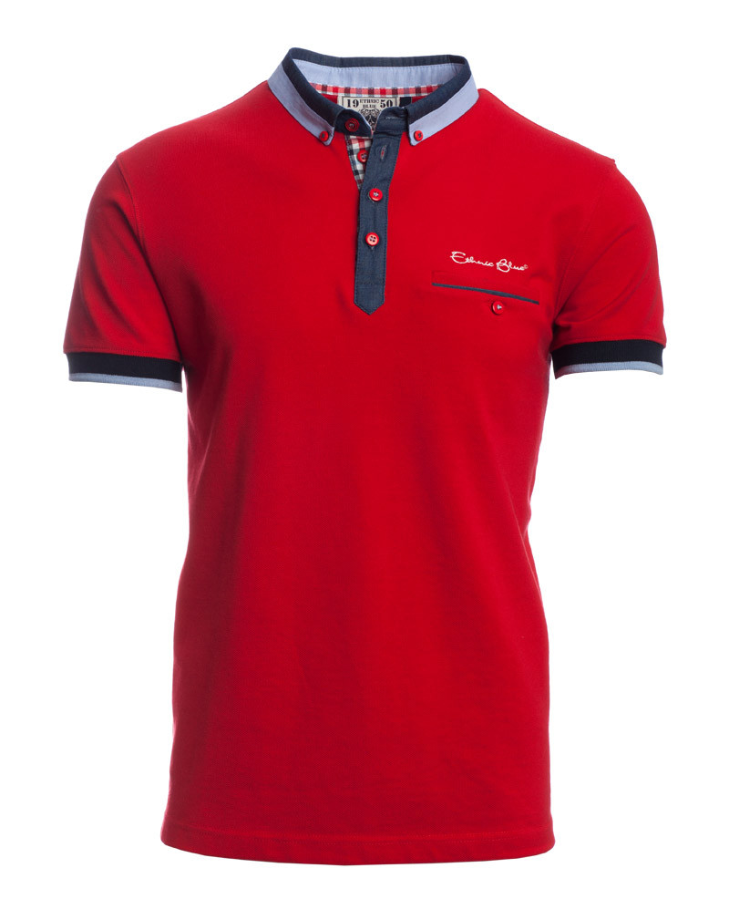 Men's polo, short sleeves, red, piqué, shirt collar pocket / Short ...