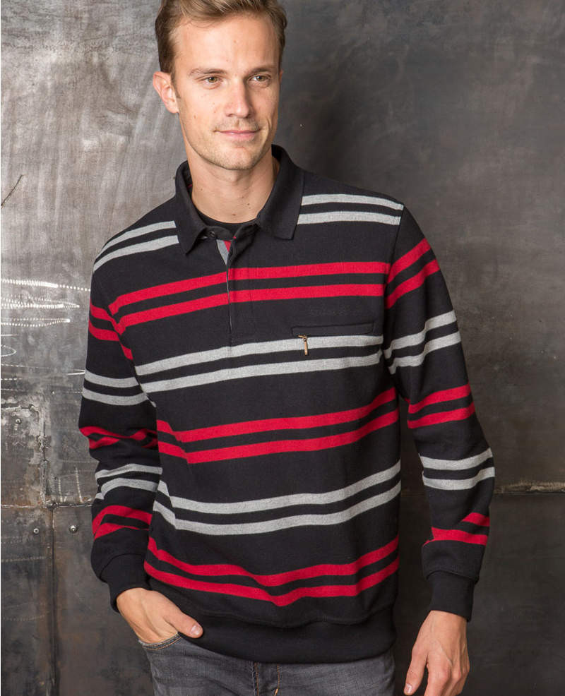 black and red polo long sleeve