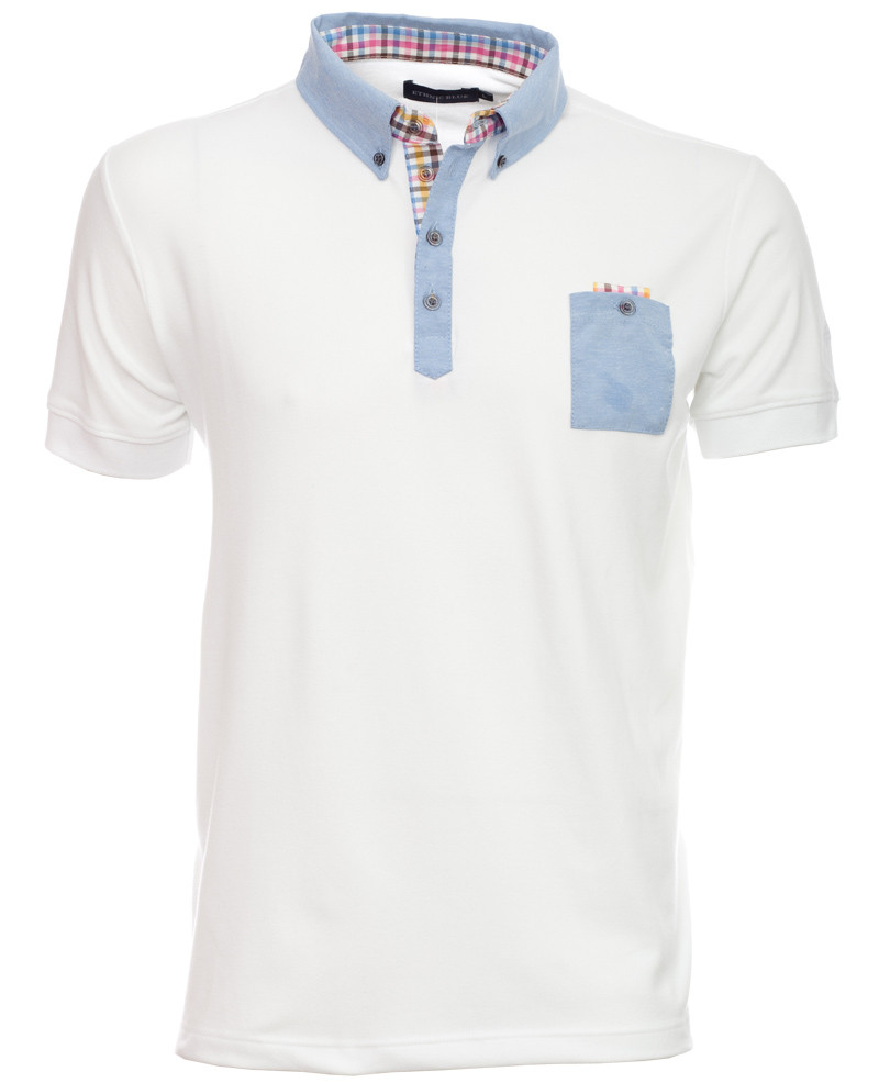 Polo homme uni blanc manches courtes piqué col chemise ...